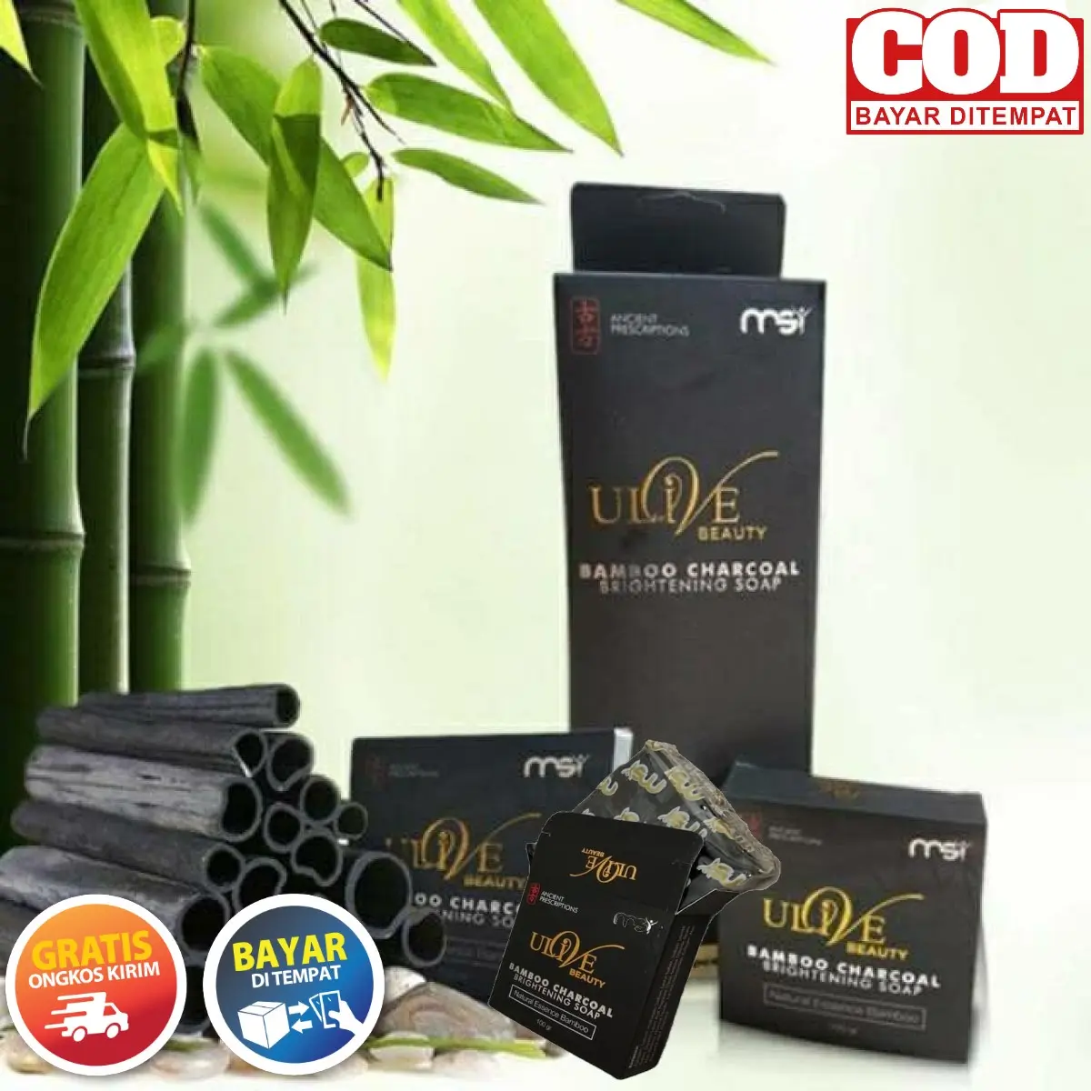 Bisa Cod Bayar ditempat sabun ulive paket 3 in 1 sabun bambo charcoal menghilangkan flek hitam sabun cuci muka