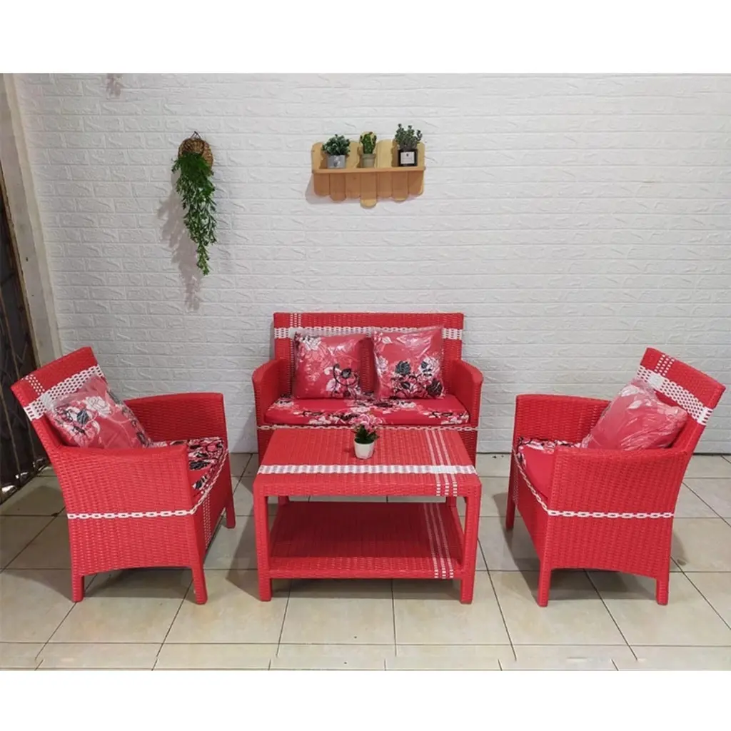 SET SOFA HAWAI MOTIF TANJUNG ROTAN SINTETIS INCLUDE BUSA DUDUKAN / SOFA MINALIS DESAIN MODERN Bantal Furniture Asli