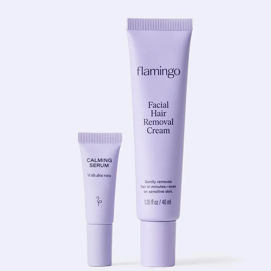 Flamingo Facial Hair Removal Cream Sensitive for Smooth Skin - Dermatologist Tested - Face Care - Beginner Waxer Aloe Body Care Comfort Cosmetic