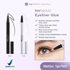 KAY 2in1 Eyeliner Glue Pen | Lem Bulu Mata Palsu BPOM | Lem Bulu Mata Tahan Lama | Dual Lash Glue Eyeliner | Lem Bulu Mata Eyelash Extension & Eyeliner Tahan Lama Natural Adhesive Glue Lash