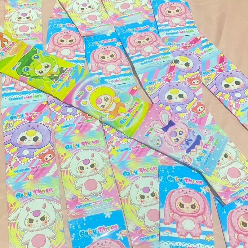 Thẻ bài baby three, thẻ sưu tầm, trò chơi kéo búa bao (1 dây 12 túi) 1