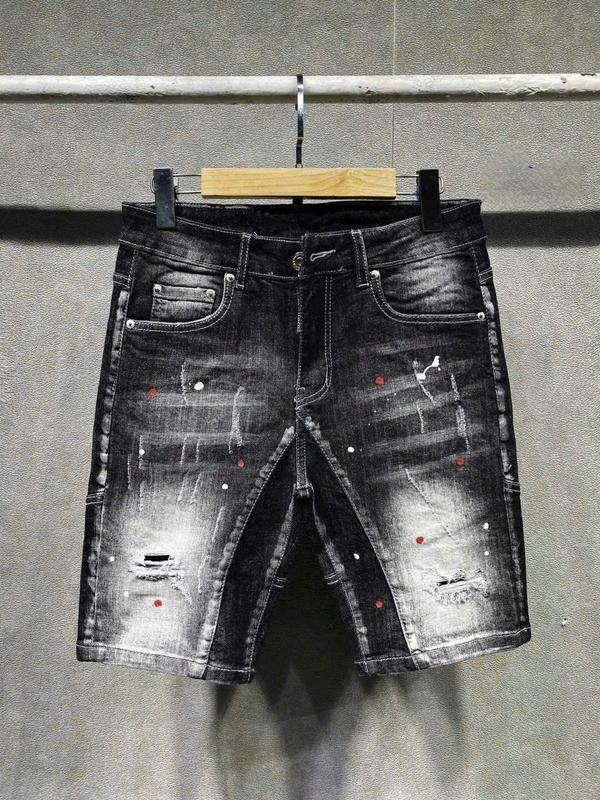 Shop mới cho ra mắt mẫu quần short jean mài xước , vẩy sơn , 4 khóa kiểu gắn đùi phong cách , chất vải jean co giãn bốn chiều ,form quần đễ phối đồ Menswear Pants Có Túi 4