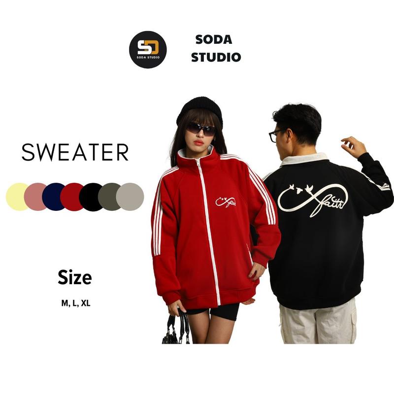 Áo Sweater Nỉ Bông Cổ Cao Dài Tay Faith Soda Studio Áo Khoác Boxy Unisex Nam Nữ Thời Trang Thu Đông