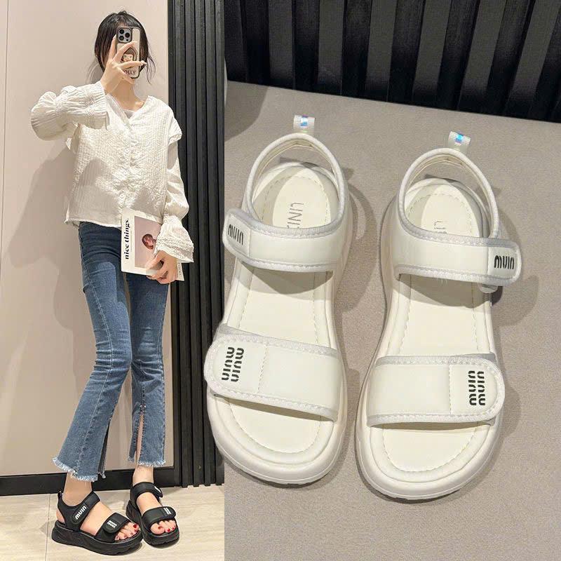 [Có sẵn] Dép Sandal Học Sinh đi học đế 3cm, da mềm, đế êm, 2 quai điều chỉnh được hot trend  ( 3ccm) Nữ 3