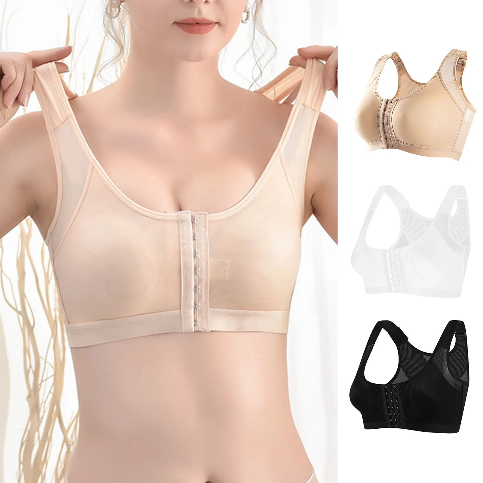 Áo Ngực Đẩy Lên Cho Nữ, Hỗ Trợ Ngực Không Dây, Đóng Phía Trước, Co Giãn, Thoáng Khí, Mềm Mại, Chống Rách, Thể Thao, Yoga, Chạy Bộ, Đồ Lót Nữ