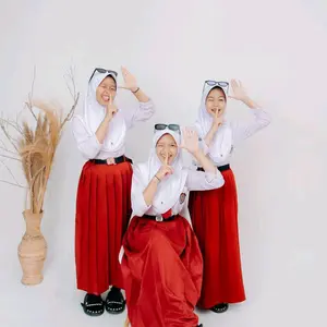 Rok sekolah SD dan MI panjang/Rok merah panjang/Rok rempel SD  Wanita