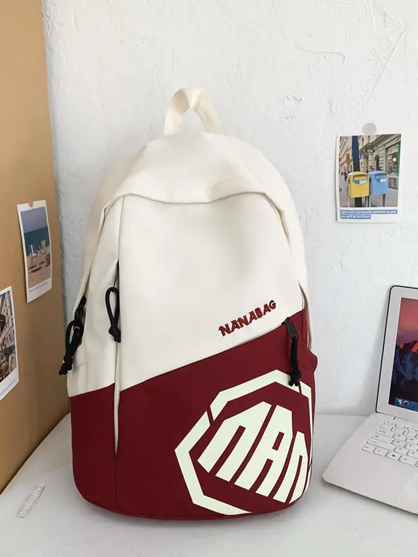 Fashionable Colorblock Backpack, Large Capacity Casual Backpack for Men & Women, Trendy Versatile Student School Bag for Daily Use 4