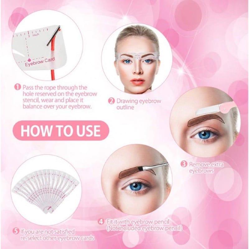 Cetakan Alis Tali 12 pcs cetak alis Bentuk lebih lancip eyebrow ruller ruler card kartu alis penggaris alis pensil alis 1