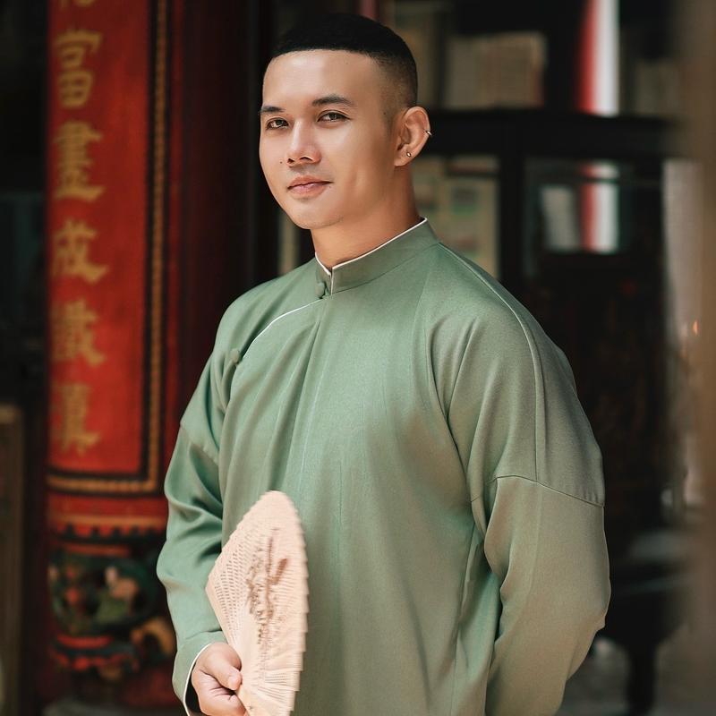 Áo dài ngũ thân cổ viền có BIGSIZE 120kg [KHÔNG KÈM QUẦN]