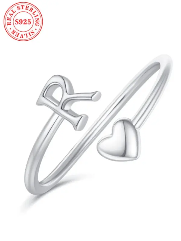 S925 Sterling Silver Fashion Letter A-Z Ring, Fashion Jewelry for Party, Daily Clothing Decor, Trendy All-match & Exquisite Jewelry for Birthday Gift 4