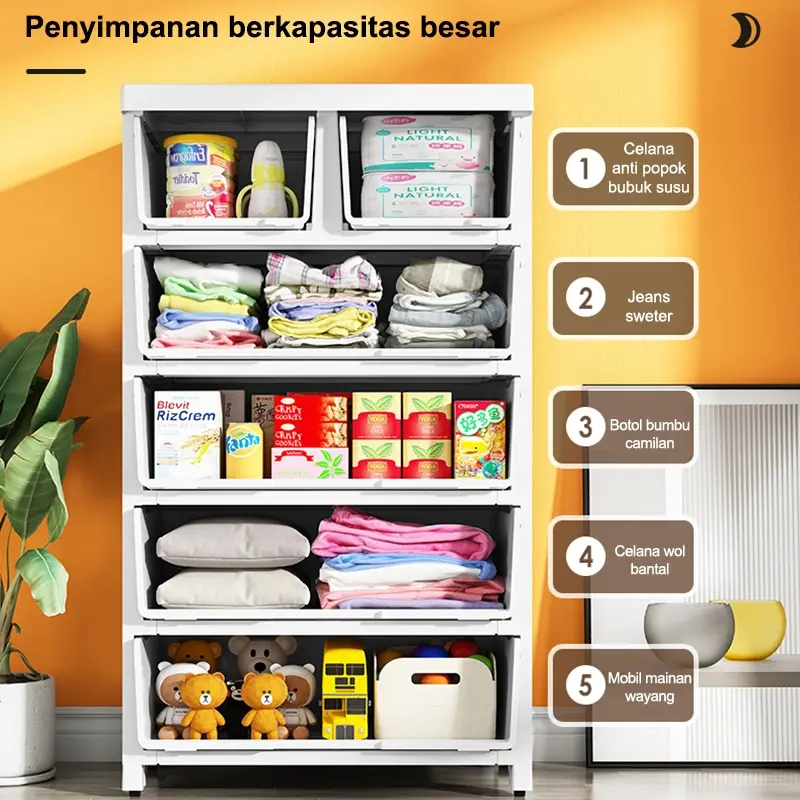 【7 Tingkat】Sakula Lemari Plastik Jumbo 7 Tingkat dengan Roda dan Garansi Lima Tahun - Furniture, Laci 7