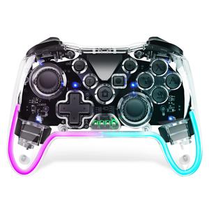 Controlador de juegos inalámbrico NS015, controlador de juegos BT de doble vibración de 6 ejes, controlador de juegos de luz de respiración RGB creativo para Nintendo / Android / PC