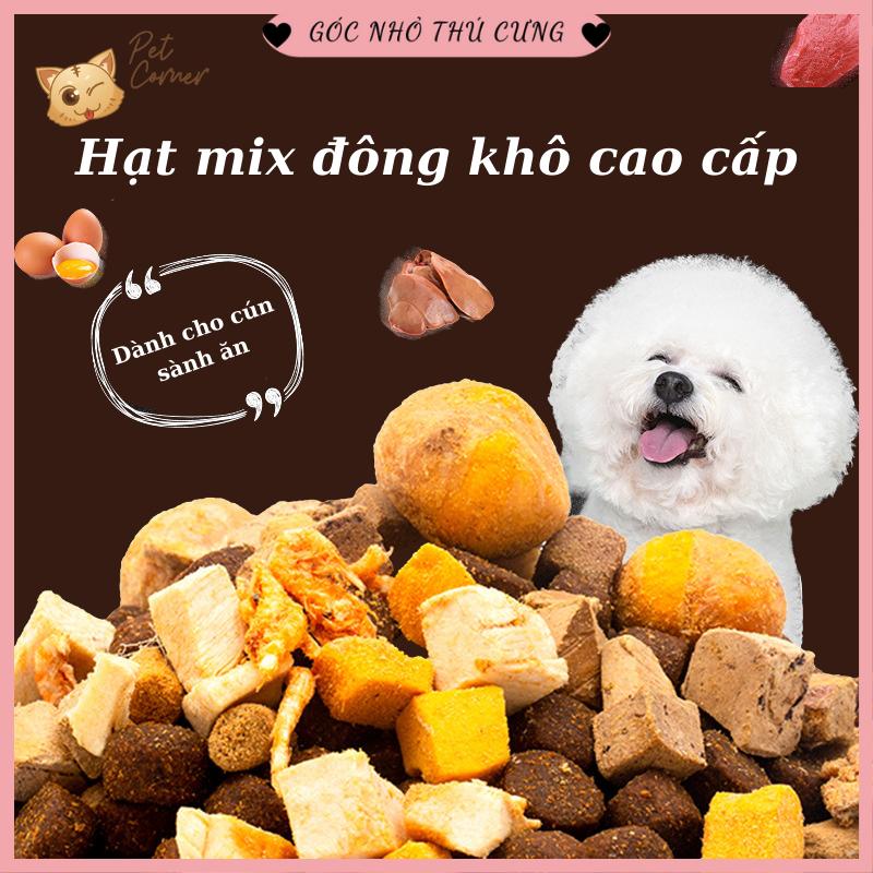 Hạt mix cao cấp cho cún trộn thịt bò gà tôm cá lòng đỏ trứng rau củ quả - Thức ăn hạt cho chó kén ăn