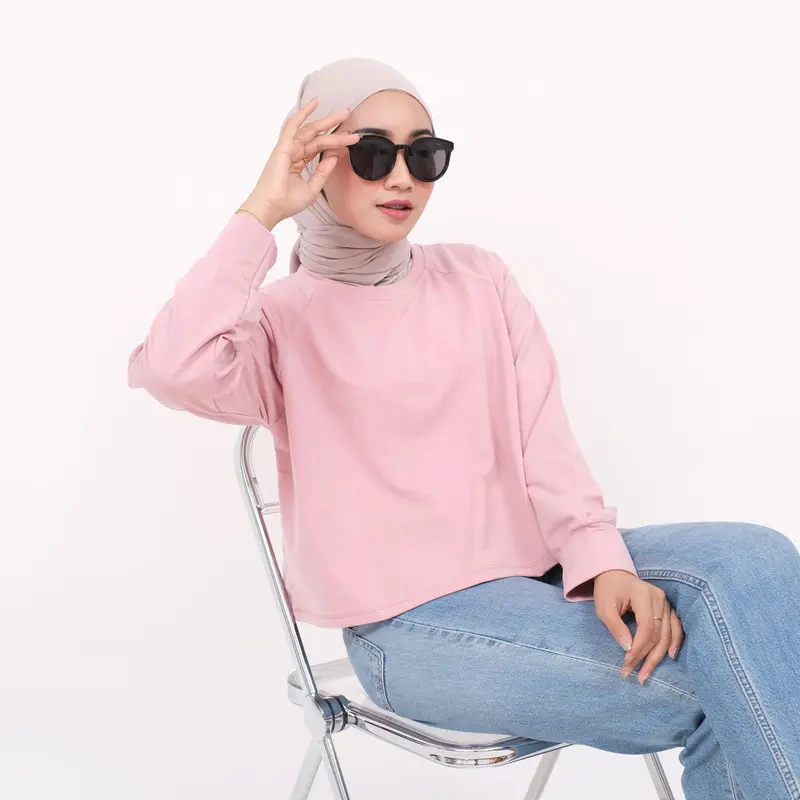 CROP TEE OVERSIZE KAOS POLOS CROP TOP LENGAN PANJANG HIJAB FRIENDLY 8
