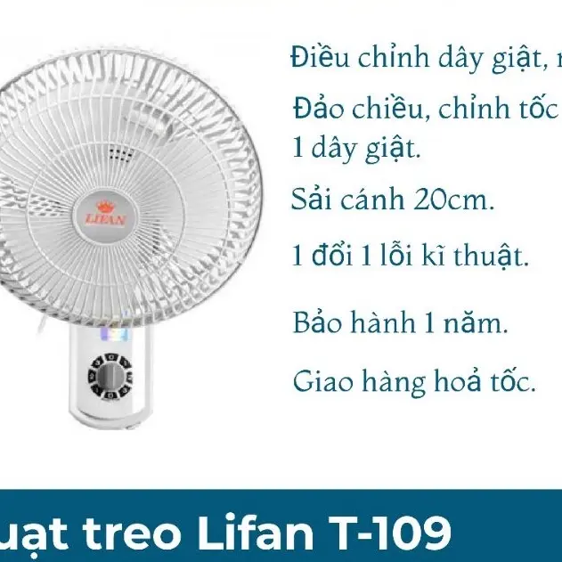 Quạt treo tường mini Lifan T109 ( hàng chính hãng, mới 100%), bảo hành 12 tháng. Đường kính 20cm 4