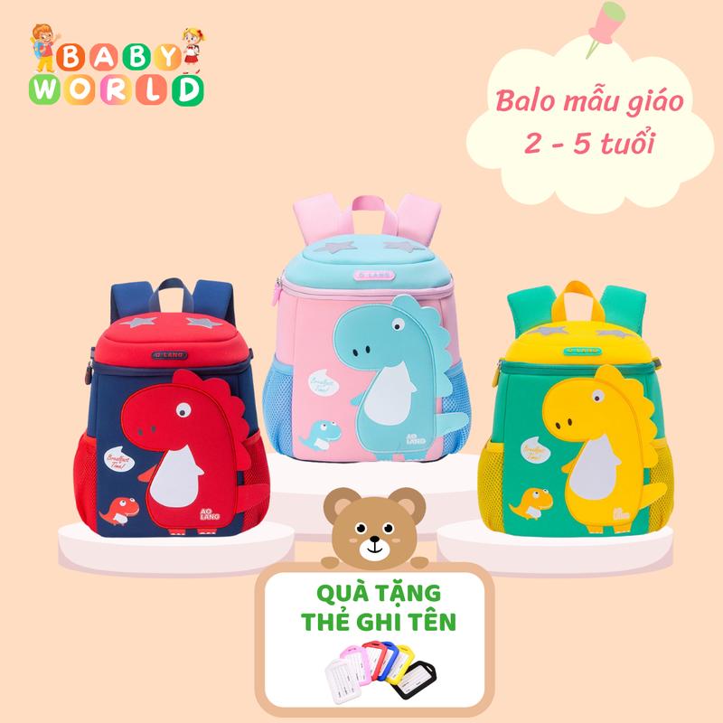 TẶNG THẺ TÊN - HÀNG ĐẸP CỦA OLANG Balo chống thất lạc siêu nhẹ cho bé mầm non mẫu giáo hình khủng long đáng yêu KT 28*23*13cm