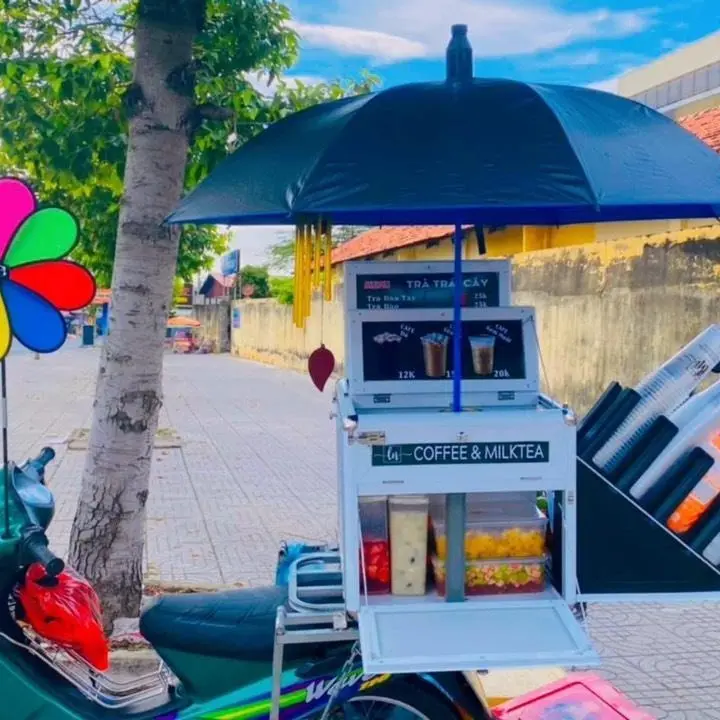 Thùng cà phê lưu động Sáo Sậu- Chất liệu nhôm- màu trắng- Được sản xuất tại xưởng, không qua trung gian, giá cả ưu đãi, cạnh tranh
