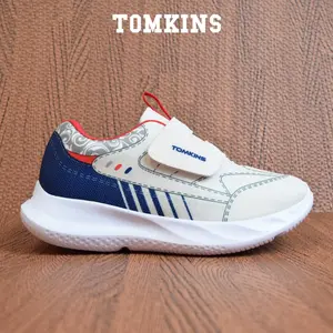TOMKINS Crystal - Putih Biru Sepatu Casual Perekat Anak Remaja Fashion