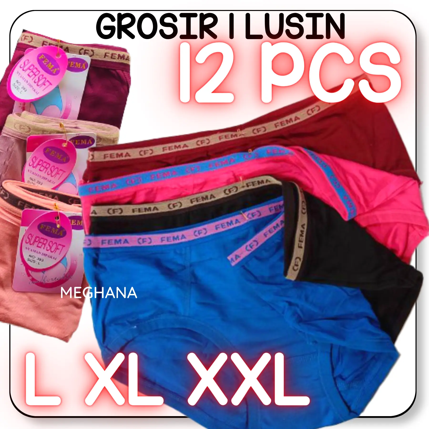12 PCS CELANA DALAM WANITA FEMA 393 313 361 Katun