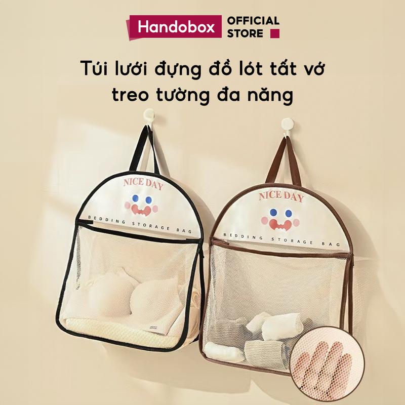 COMBO 2 Túi Lưới Đựng Đồ Lót Tất Vớ Treo Tường Handobox Giỏ Treo Đồ Cá Nhân Có Quai Xách Nhỏ Gọn Tiện Lợi