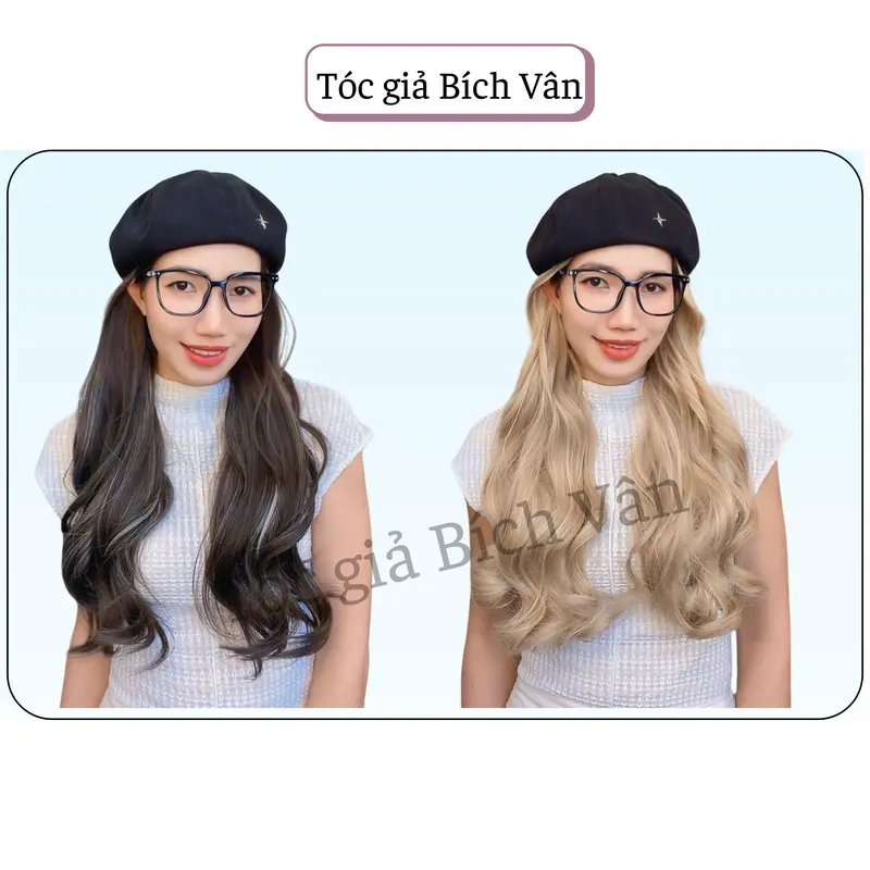 Tóc giả có mũ đội thời trang Bích Vân , mũ nồi tóc giả Hàn Quốc 6