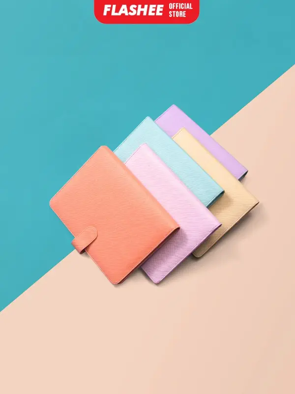 Flashee Binder Kulit Polos Eksklusif A5 20 Ring Buku Agenda Levi A5 Organizer Kulit Sintetis Cover Paper Stationery Multifungsi 1