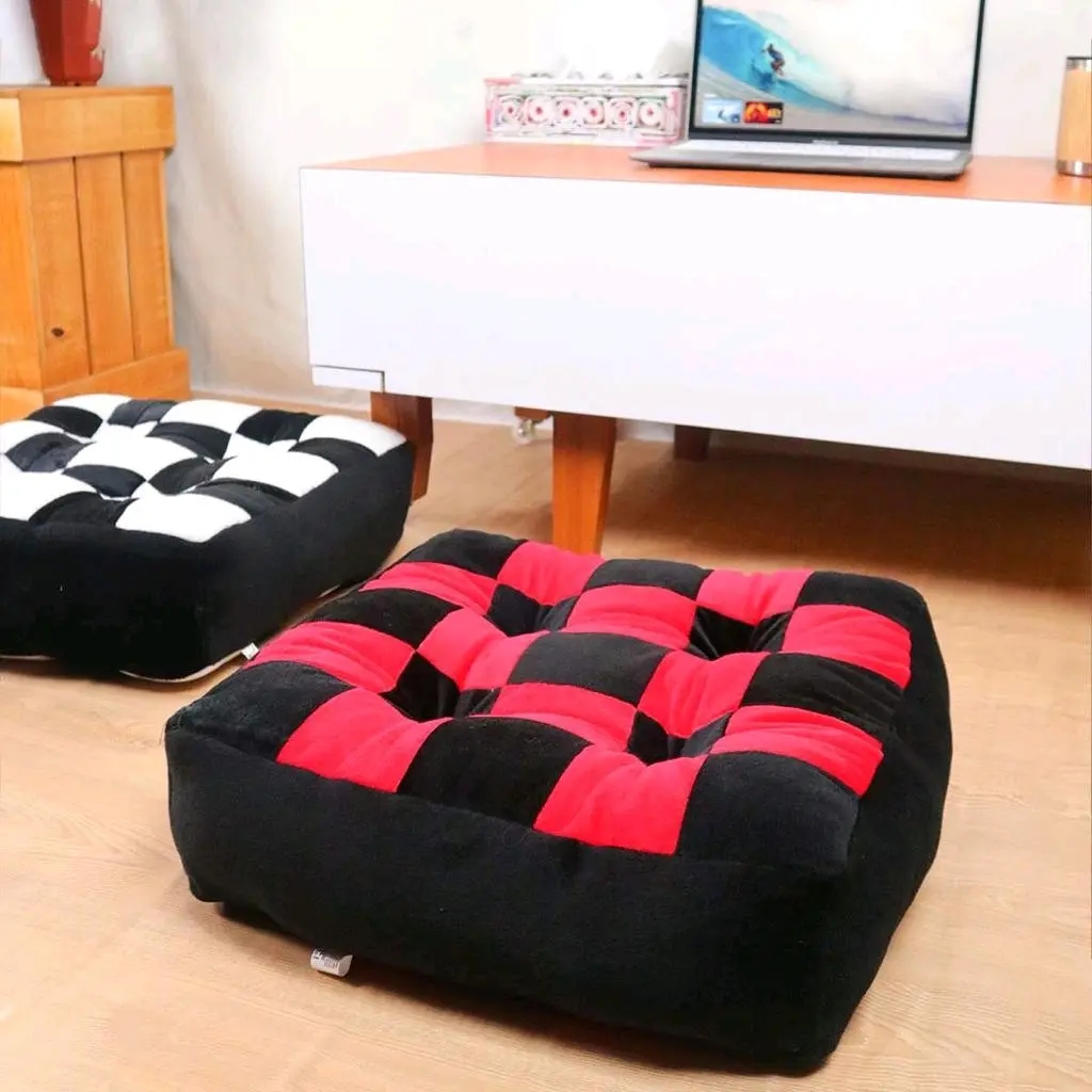 RumahLiyya Bantal Alas Duduk - Motif Kotak-Kotak Busa Kain