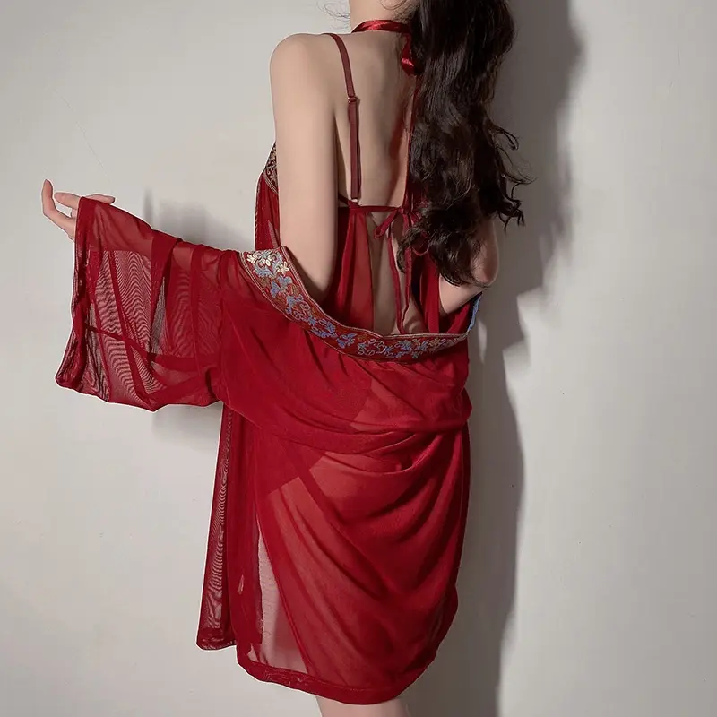 Cosplay cổ trang phong cách Trung Hoa thanh lịch gợi cảm váy ngủ ren mỏng kèm áo choàng quyến rũ BIKI HOUSE WOMEN DRESS N788 2