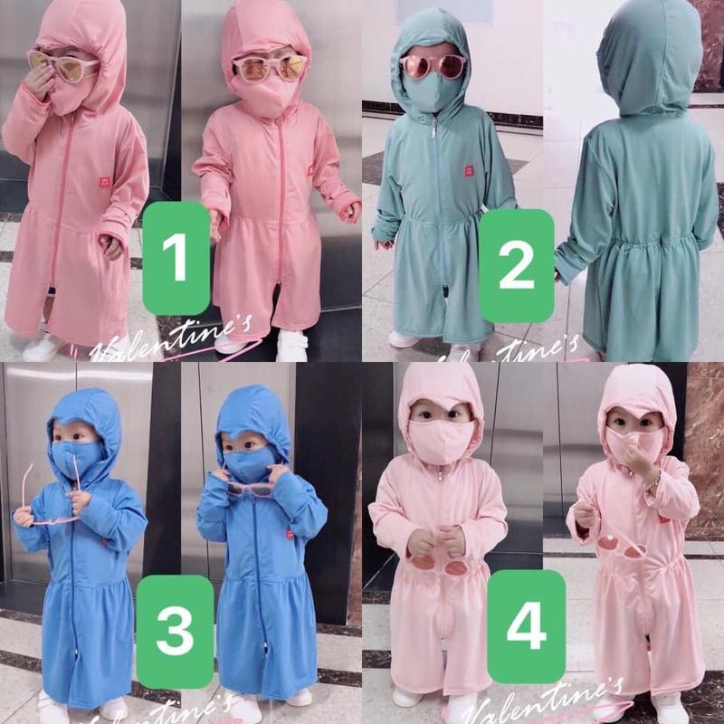 áo chống nắng cho bé dáng dài toàn thân siêu đẹp cho cả bé trai và bé gái Tặng kèm khẩu trang - size từ 8-32kg