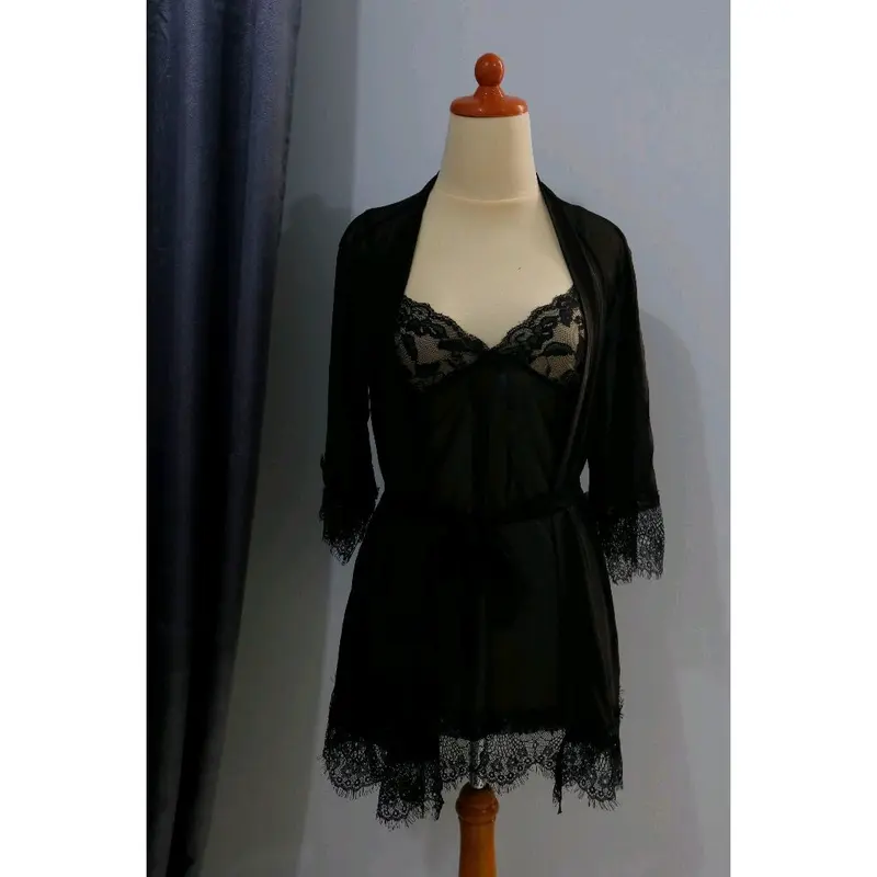 BAJUSOPAN.id baju tidur kimono lengkap set baju tidur  wanita transparan 3010 1