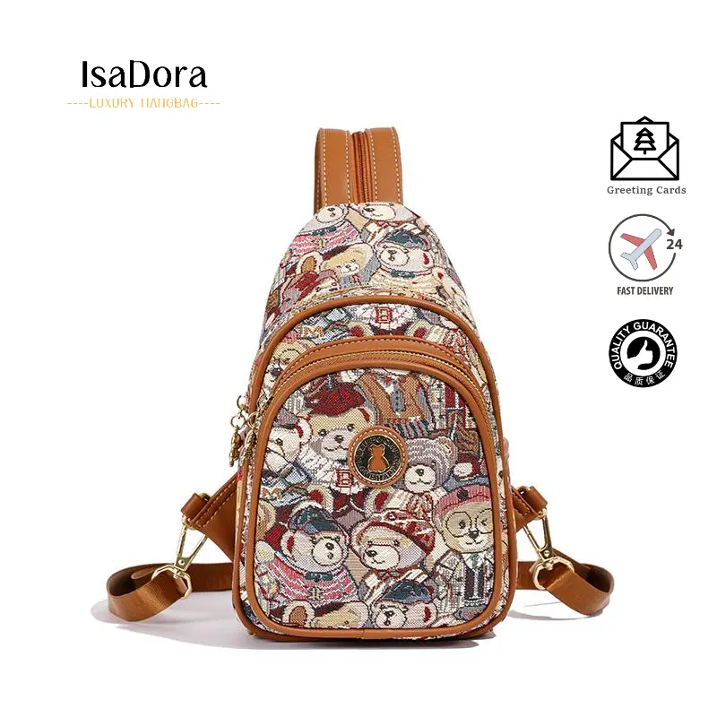 Niche Design Women's Bag Embroidered Cartoon Animal Shoulder Backpack New Casual Backpack