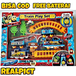 ( BISA COD ) PROMO FREE BATERAI Mainan Anak Rel Track Kereta Api Train Play Set 5 Gerbong Konstruksi Pohon SNI / Mainan Anak Laki Laki Murah
