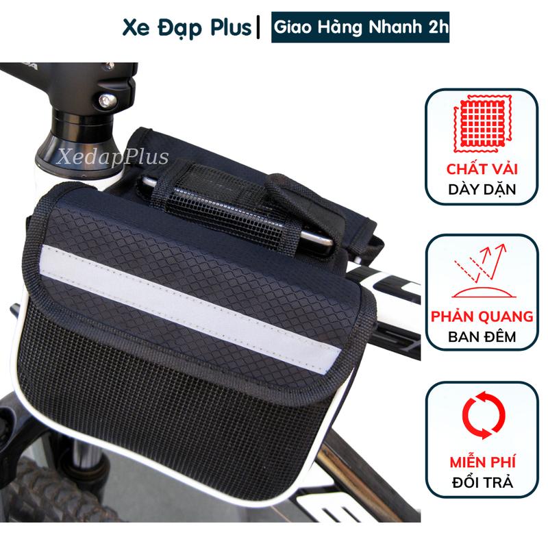  Túi đeo xe đạp đa năng treo khung sườn xe đạp đựng điện thoại đồ dùng cao cấp màu trơn 