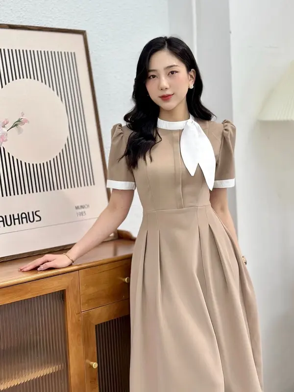 Váy Nữ Công Sở Thanh Lịch Thiết Kế Phối Cổ Nơ Có Bigsize Vp20 Women Dress 1