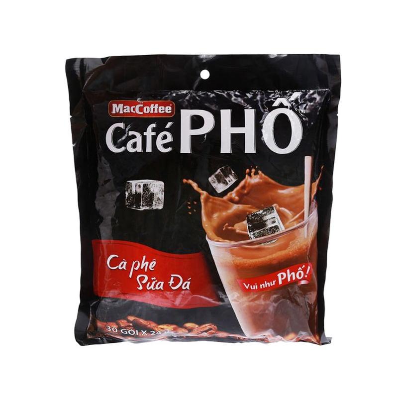 Cà phê Phố sữa đá MacCoffee, gói 30 x 24g, tổng cộng 720g cafe phố sữa đá đen