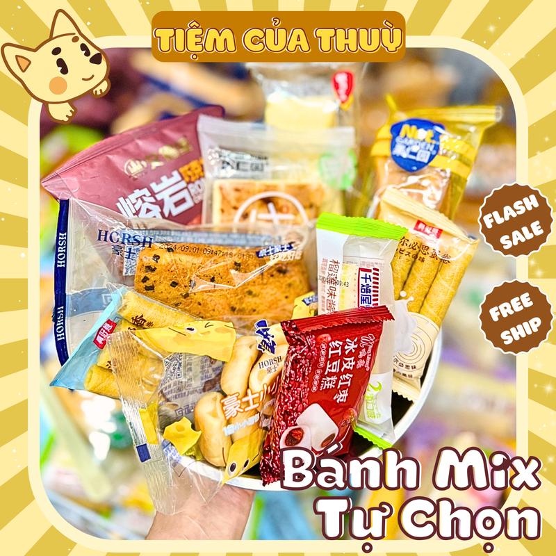Thùng 2KG Bánh Mix Đài Loan . Bánh Bông Lan Đài Loan Mix Vị Không Trùng Date Mới