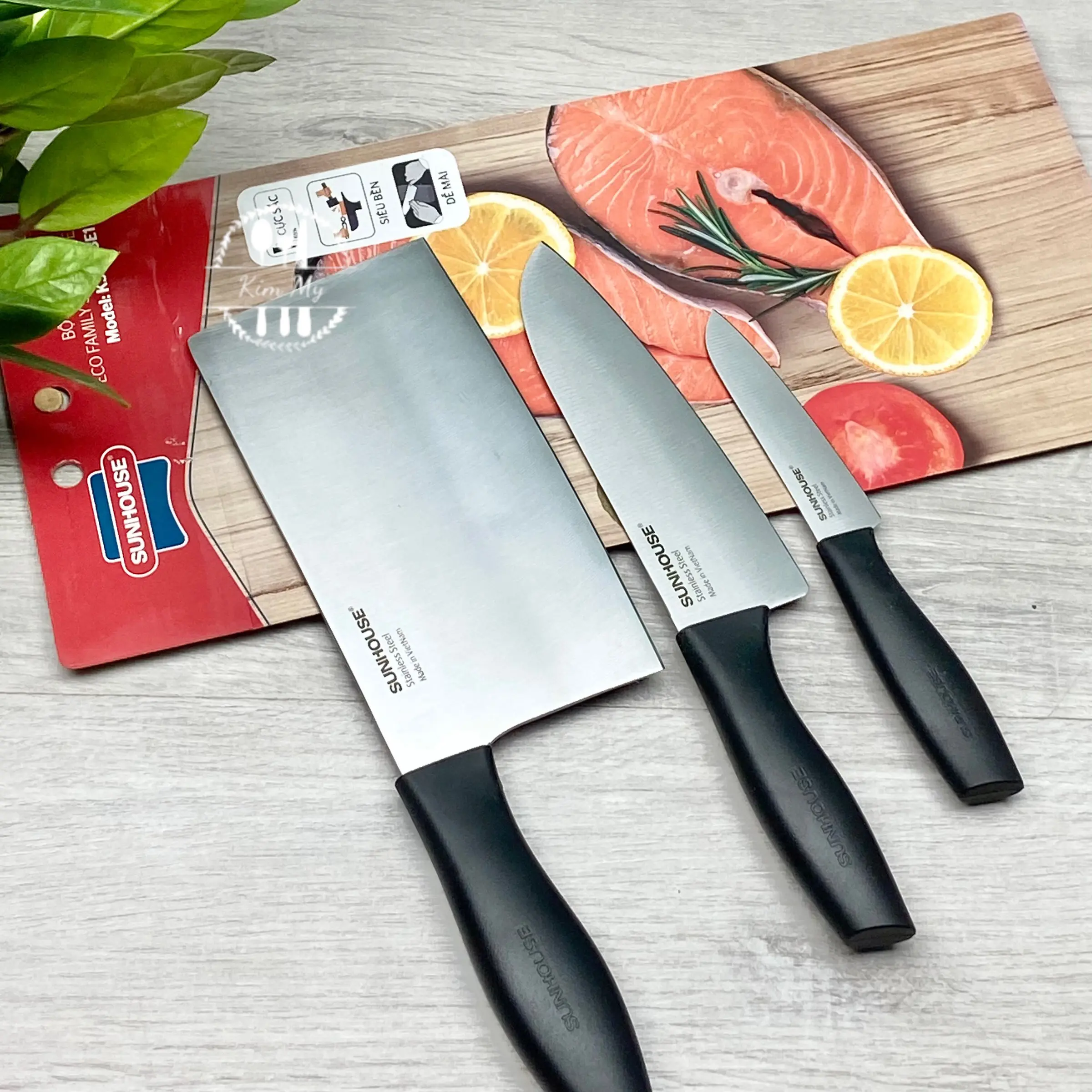 Bộ 3 dao Sunhouse Eco Family KS-KN3E1: Dao Chef, dao đa năng