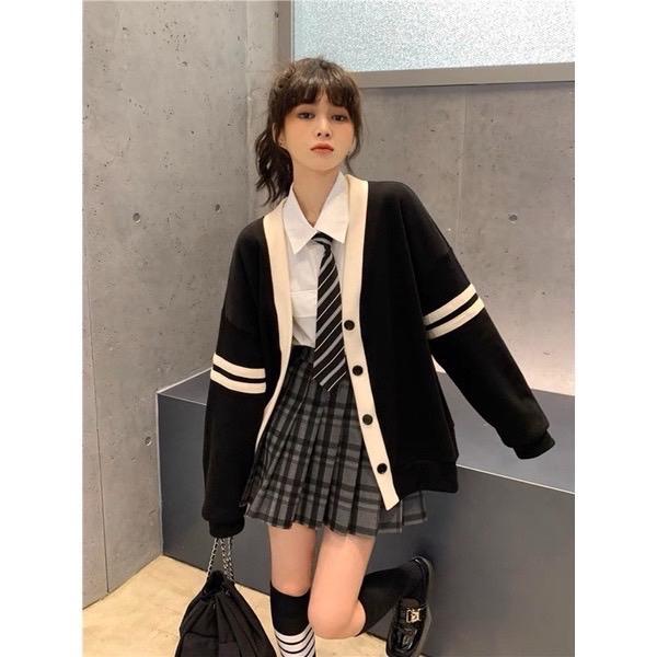 Áo khoác cardigan 2 sọc tay 3 màu hot chất liệu nỉ bông Top Nữ Voi Women