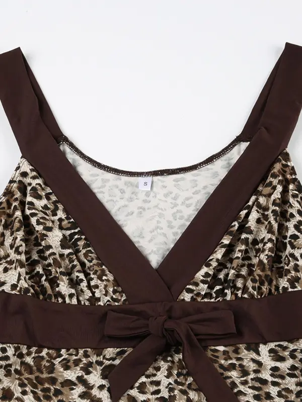 Women's Leopard Print Bow Decor Contrast Binding Tank Top, Asymmetrical Hem Sleeveless Top for Summer, Fashion Women's Top for Daily Wear Valentine's Day, gift 5