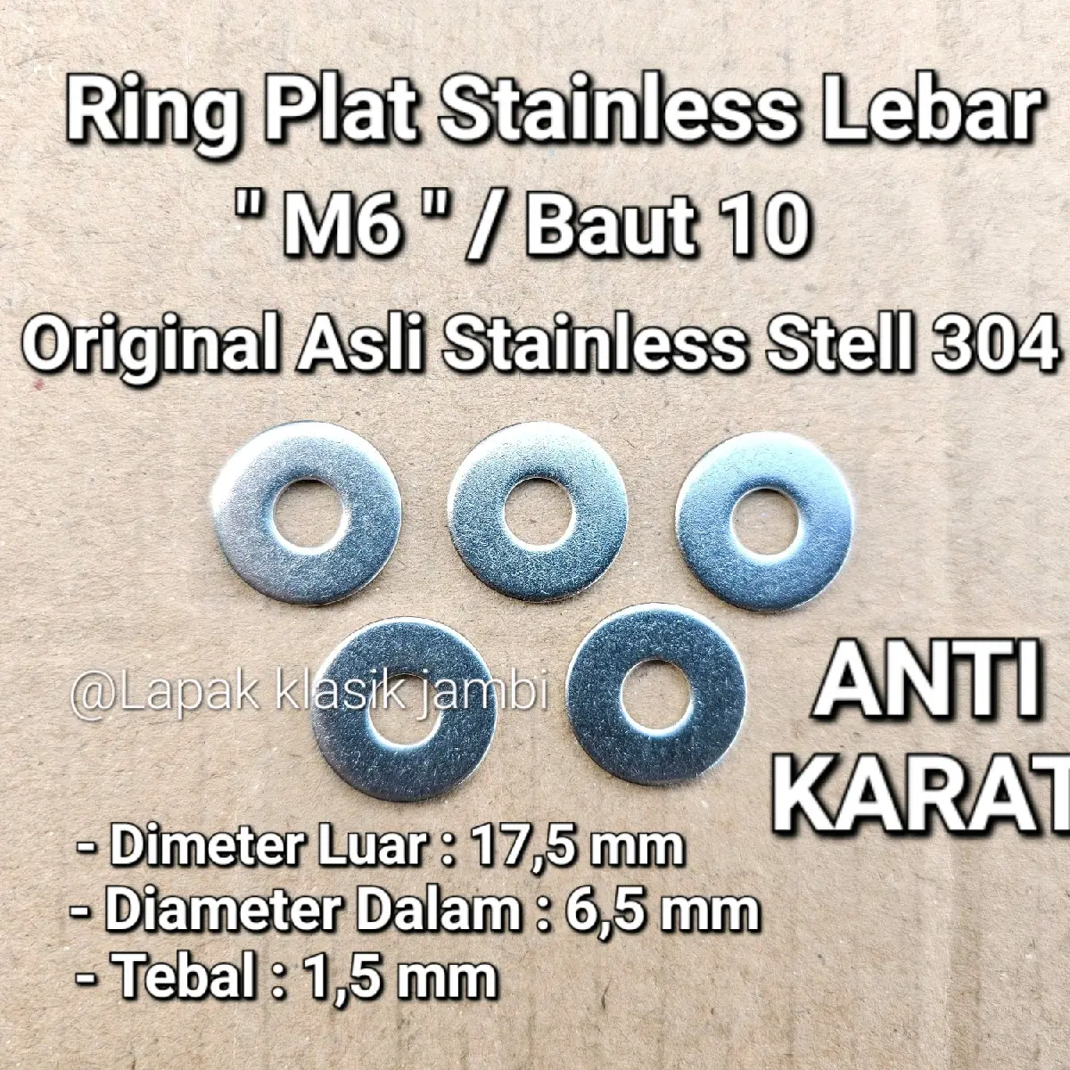 Ring Plat Flat Lebar M6 ( Baut Kunci 10 ) Original Stainless stell 304