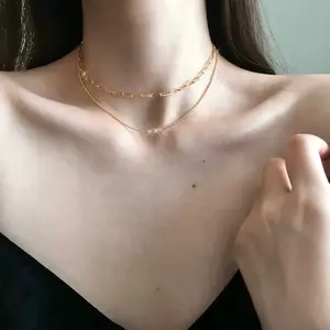 Kalung Titanium 2 Layer Peperclip Anti Karat Trending Korea Fashion Style K985