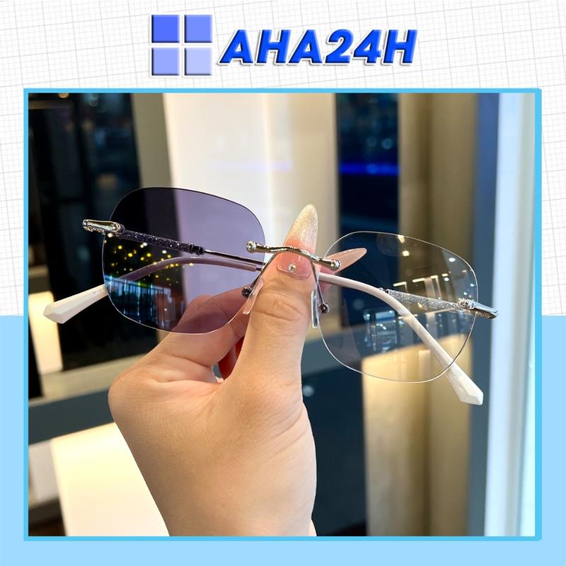 Mắt kính đổi màu không viền AH1961 gọng kim tuyến mắt vuông thời trang 623