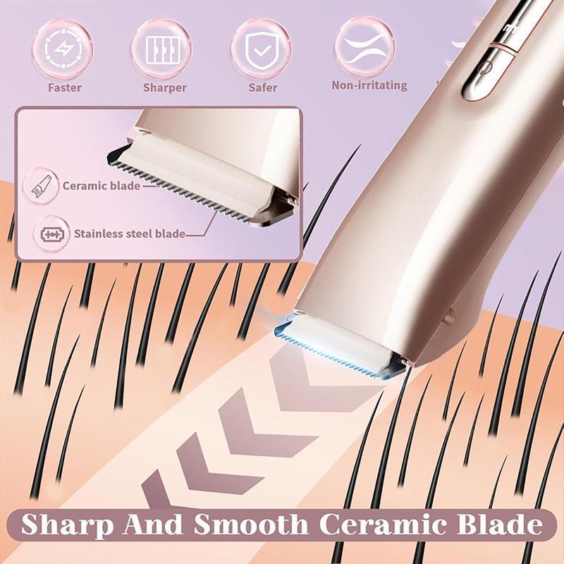 Product Introduction of 2 in 1 USB Rechargeable Women's Electric Razor, 1 Count Gentle Wet & Dry Waterproof Epilator for Underarms & Legs, Women's Hair Removal Tool 3