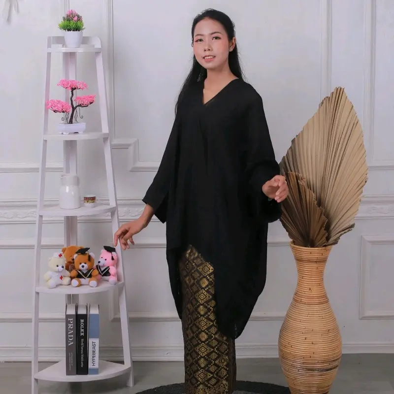 blouse kaftan tunik viscose (hanya atasan)/kaftan viscose mewah / setelan batik mewah / kaftan burkat / Atasan Muslim Motif 1