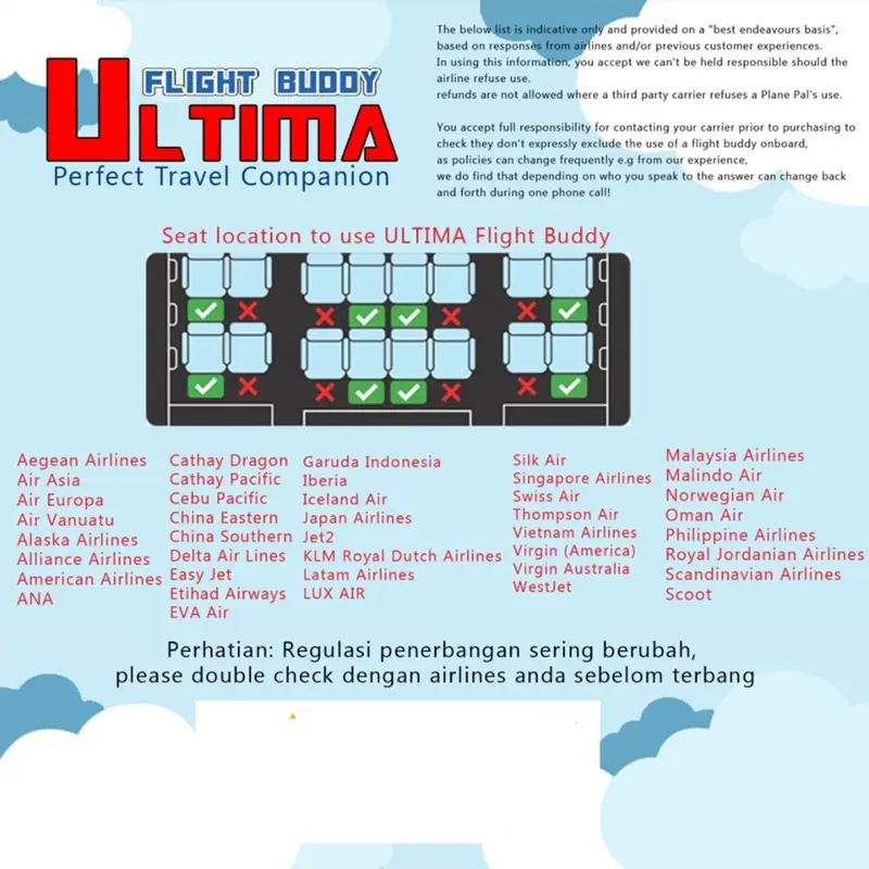 ULTIMA Flight Buddy Inflateable Foot Rest Mirip Plane Pal Jet Kid Blue Abu 5