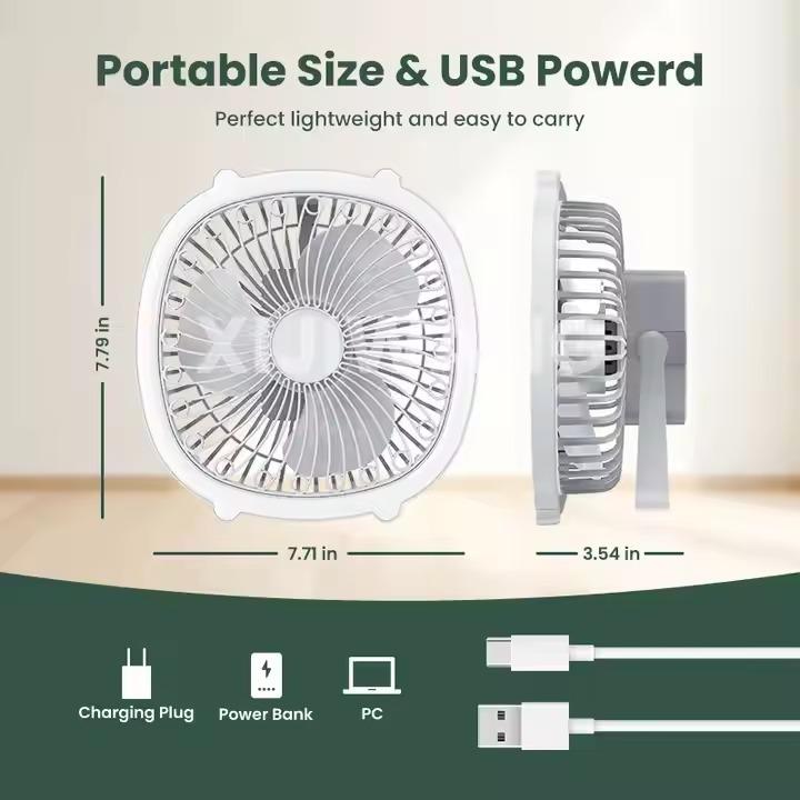 Kipas Angin Portable 4in1 Dengan Lampu LED Kipas Angin Lipat USB Kipas Duduk Multifungsi Kipas Gantung 9