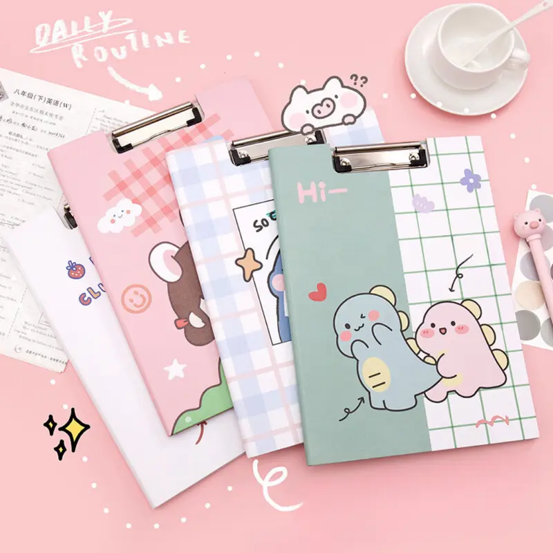 TOPER Papan Ujian Klip Papan Jalan Clipboard Estetik Asthetic Karakter Lucu Berwarna Kertas A4 Full Color 1
