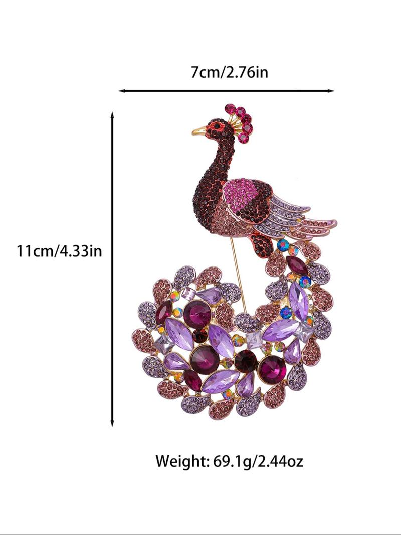Product Introduction of New Style Peacock Design Brooch, Fashionable Rhinestone Decorated Brooch Jewelry for Women & Girls, Trendy All-match & Exquisite Brooch for Birthday Gift 1