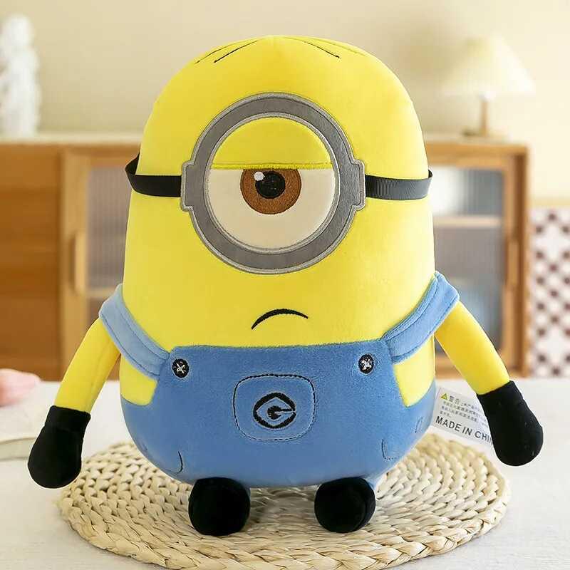 Product Introduction of Minions Movie Periphery Yellow Bob Stuart Stuffed Toys In Jeans Soft Dolls Pillow Decoration Children Birthday Gift 7