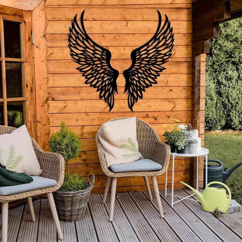 Angel Wing Design Wall Art, Metal Wall Decor, Wall Hanging Decor for Home Living Room Bedroom, Home Decor, Room Decor, Poster 0